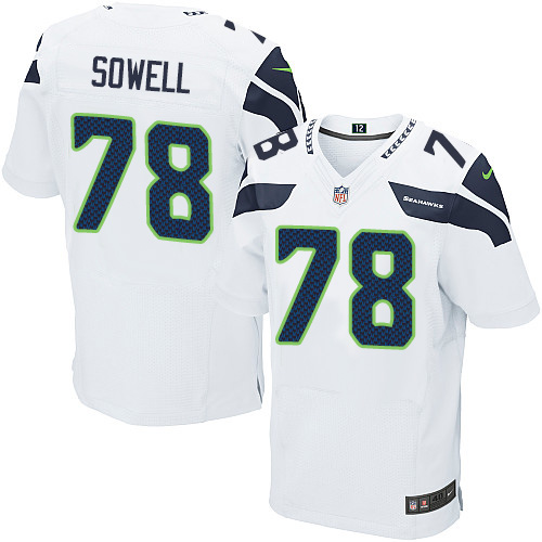 Men's Elite Bradley Sowell Nike Jersey White Road - #78 NFL Seattle Seahawks